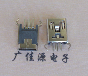 惠城MINI USB5p母座|B型口180度|直插弯脚
