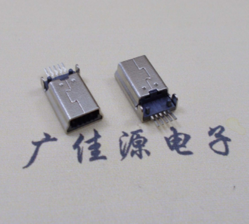 惠城MINI USB公头 5pin端子贴板带柱 10.7mm体长