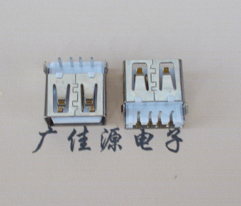 惠城USB母座接口 AF90度沉板1.9引脚4P插件白胶芯直边