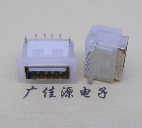 惠城卧式后两脚DIP插板USB AF 2.0防水母座,反向插A公头连接器