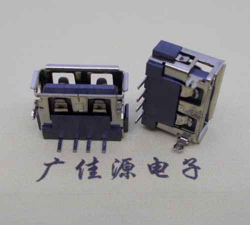 惠城USB短体10.0母座 DIP前两脚反向胶芯6.8厚度卷边
