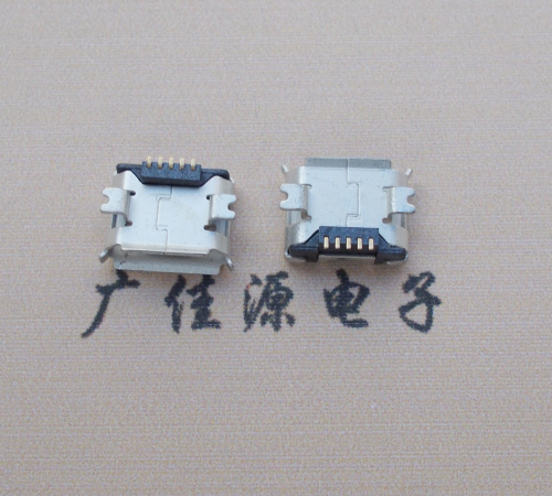 惠城Micro USB 5PIN接口,B型垫高0.9mm鱼叉脚贴片雾锡卷边