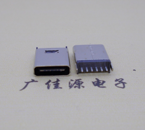 惠城直立式插板Type-C6p母座连接器高H=10.0mm