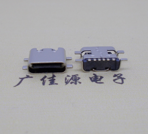 惠城Type-C6P母座四脚全贴无弹片连接器