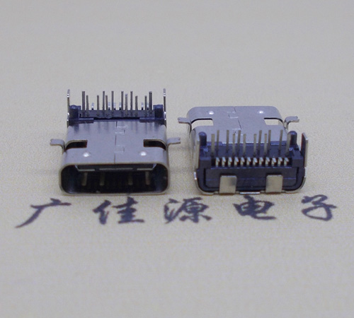 惠城板上型type-c24p母座前插后贴，卧式type-c连接器