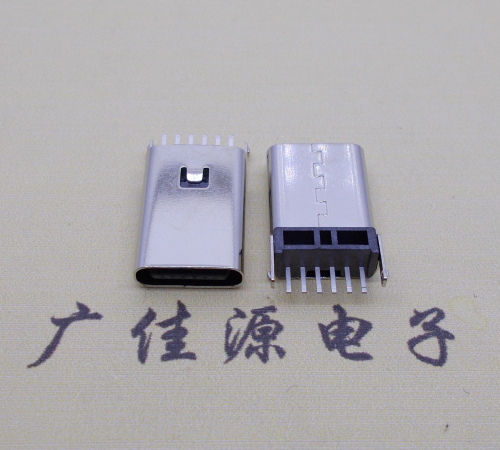 惠城铆合c型接口type c6p母座立式两脚插6pin针脚直插