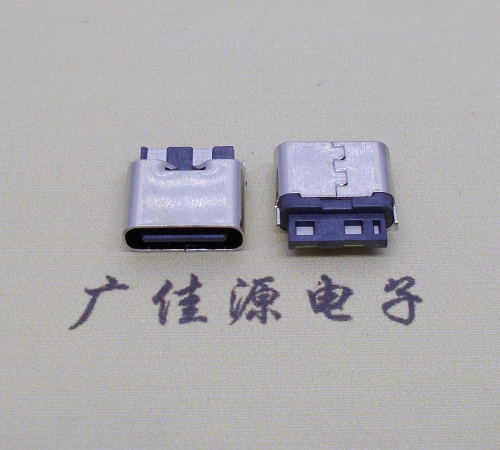 惠城type c2p焊线母座高6.5mm铆合式连接器