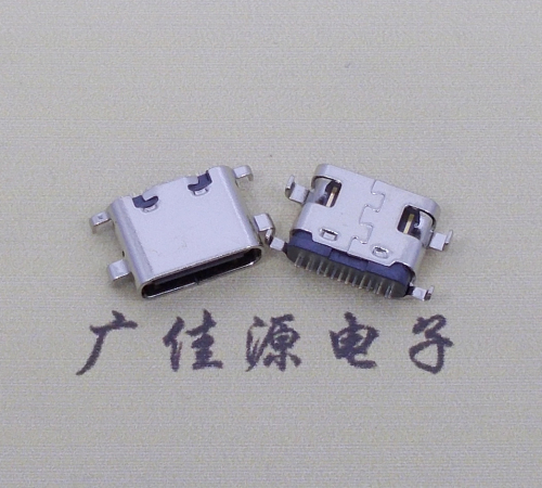惠城type c16p沉板母座破板0.8mm/1.0mm/1.2mm/1.6mm四脚插板端子SMT总体长度L=6.5mm
