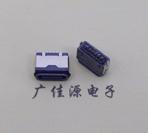 惠城usb type c6p防水立插母座两脚插带定位柱