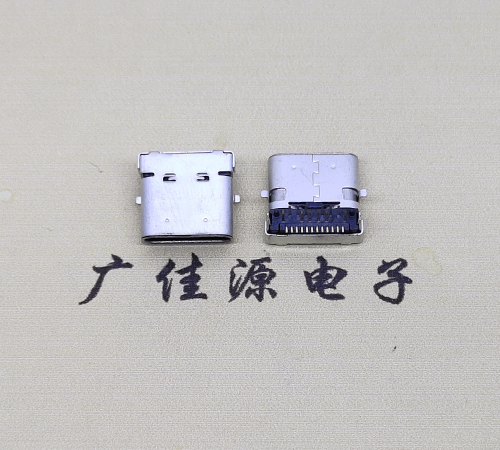 惠城type c24p板上双壳连接器接口 DIP+SMT L=10.0脚长1.6母头